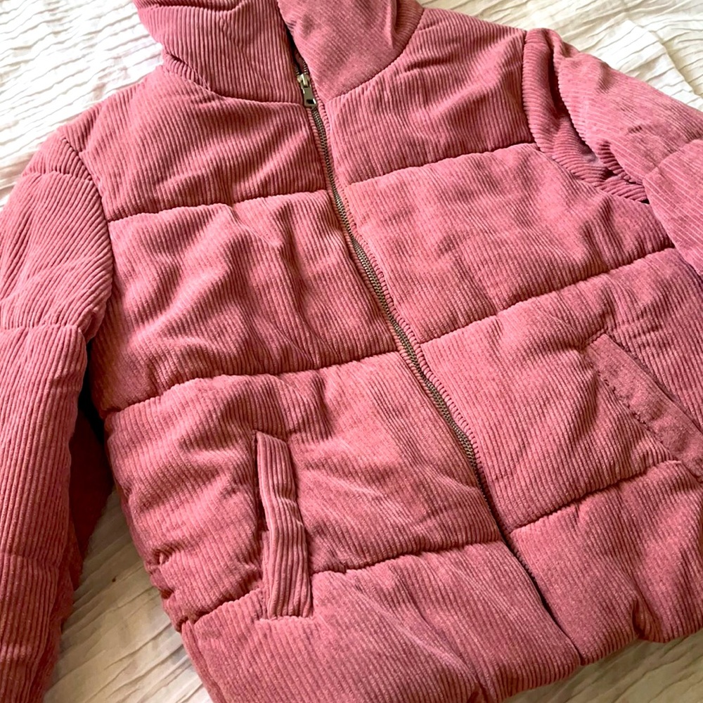 Pink puffer jacket